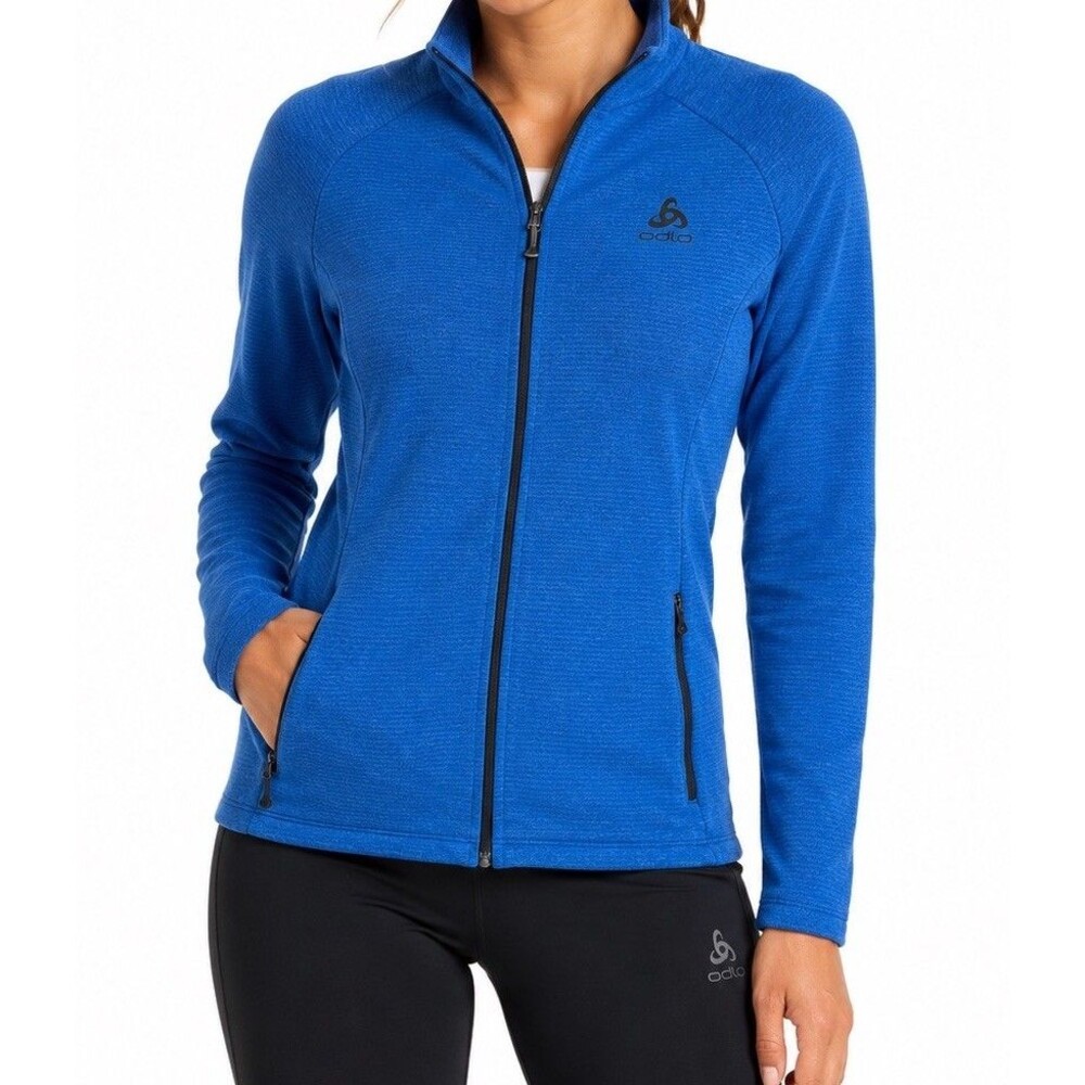 Odlo Women's Full Zip Fleece Jacket Blue Size Small Performance Outdoor Hiking